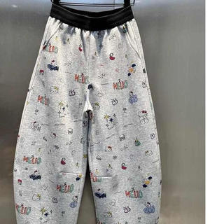 Pantalones informales holgados y adelgazantes con cintura elástica y estampado de dibujos animados, novedad de primavera y verano, pantalones de cimitarra versátiles a la moda, 2025