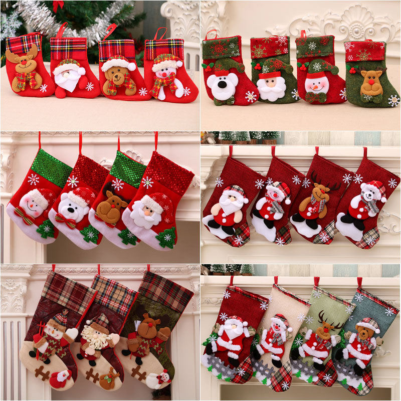 2022 new Christmas gift bag advanced diy Christmas Eve packaging bag beam mouth Christmas children's Christmas stockings