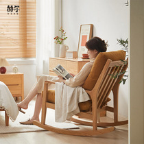 Solid wood rocking chair adult nap chair leisure chair home balcony single oak sofa chair leisure lazy lounge chair