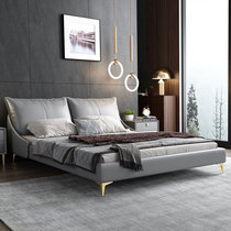 Italian leather bed light luxury modern and simple master bedroom 1 8 meter wedding bed minimalist 1 5 meter Nappa leather art bed double bed