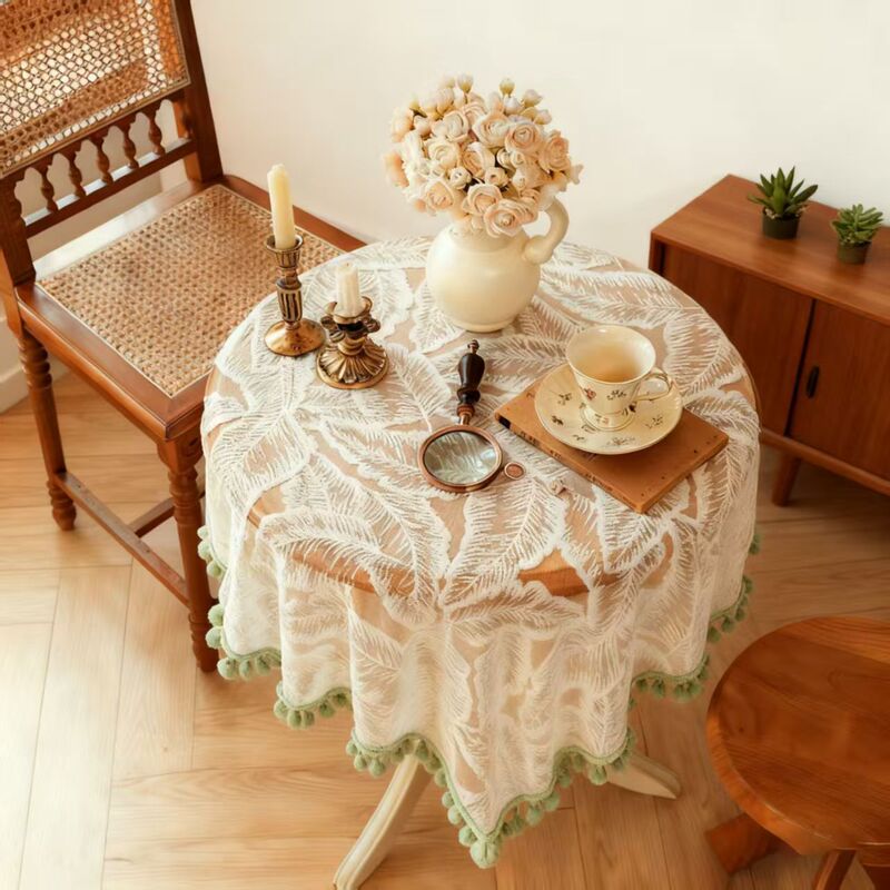 Light Luxury Tablecloth, Beautiful White Round Table Dustproof Cover, Dustproof Lace Table Runner, Gauze Tablecloth, Tv Cabinet, Coffee Table Cover