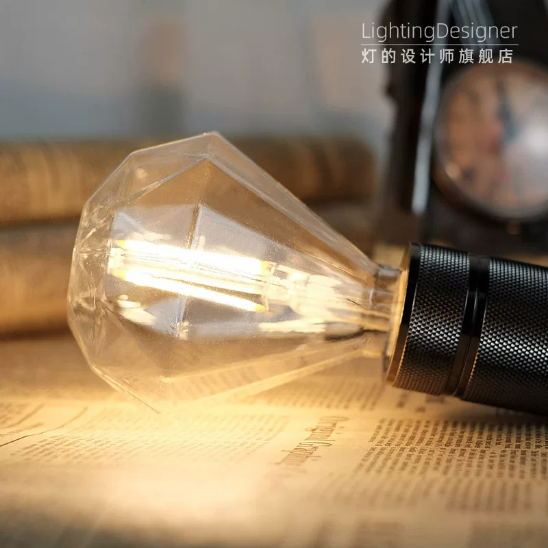 LED лампа, ретро лампа, с камнем, с патроном