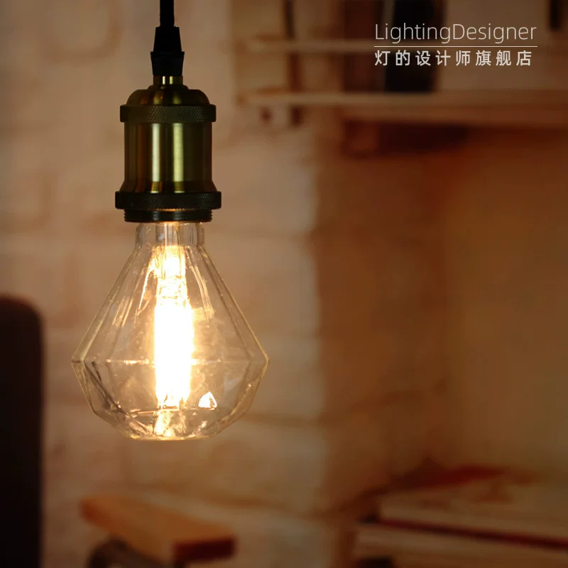 LED лампа, ретро лампа, с камнем, с патроном