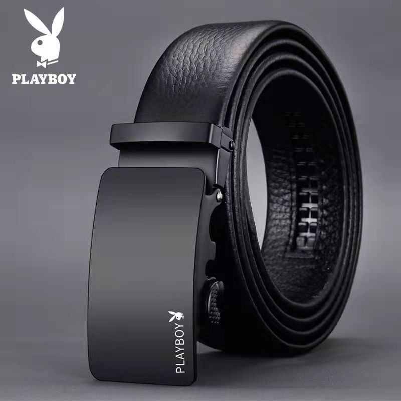 Ремень Playboy с автоматической пряжкой, мужской кожаный ремень 2025 года, строгий костюм, брюки, модная молодежная мягкая кожа Изображение 1