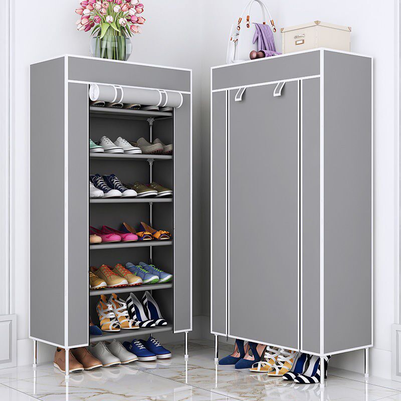 304 stainless steel shoe rack thickened dust-proof large-capacity super door outside the corridor aisle door simple household
