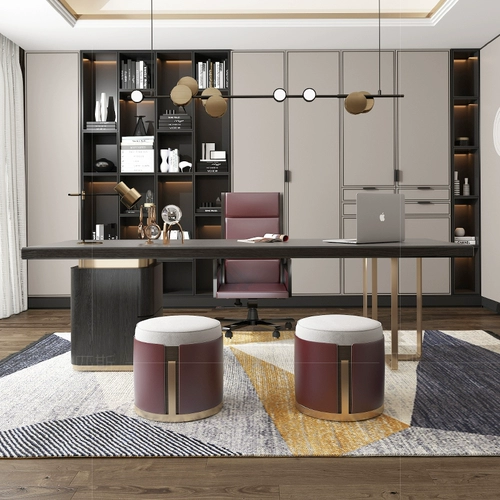 Новая китайская стиль пары Конгресс Президент Президент Простые современные настольные стулья Light Luxury Boss Столовая мебель