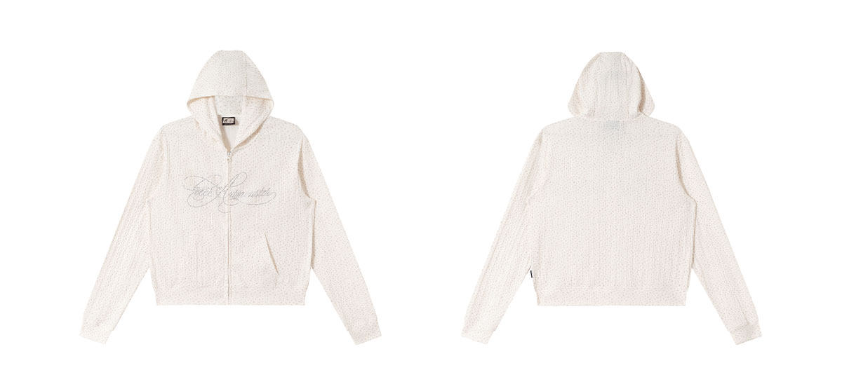 eeeeArtmonster Floral Print Slim-Fit Zip Hoodie