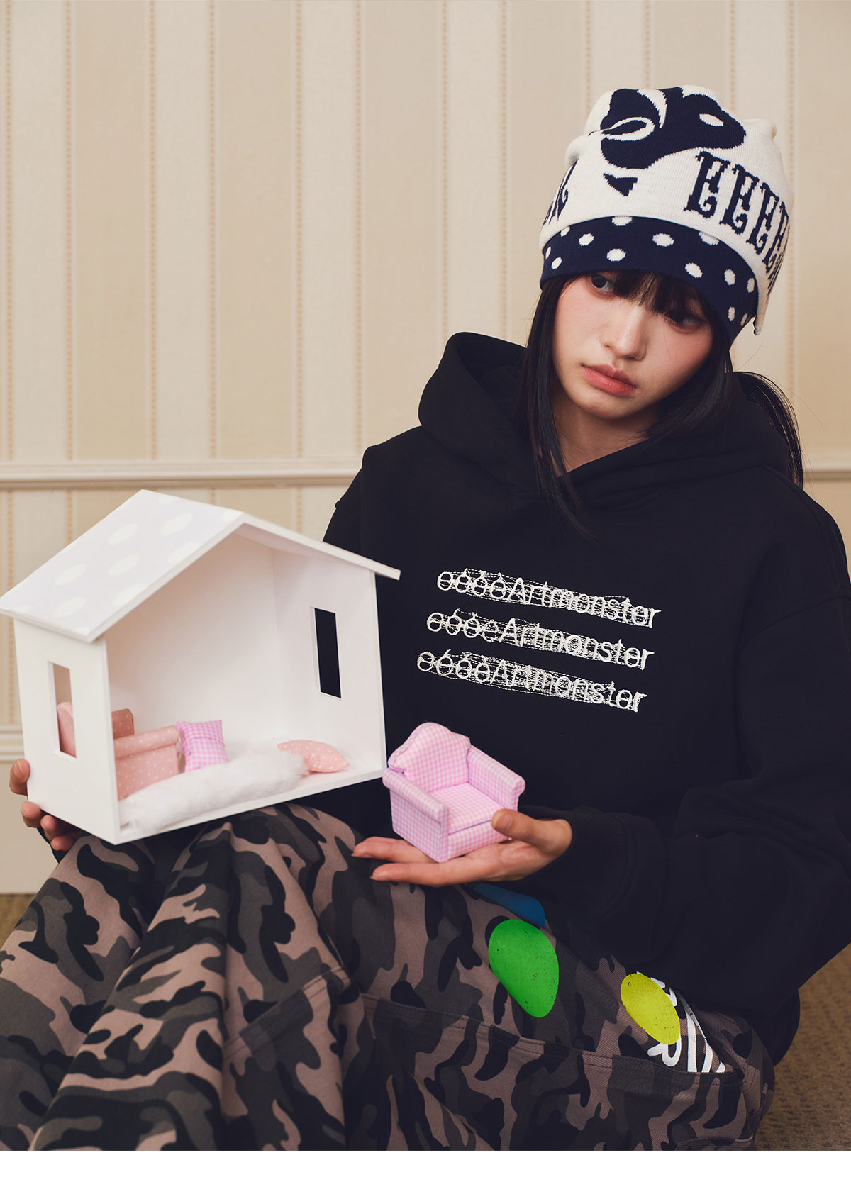 eeeeArtmonster Secret Words Embroidered Hoodie