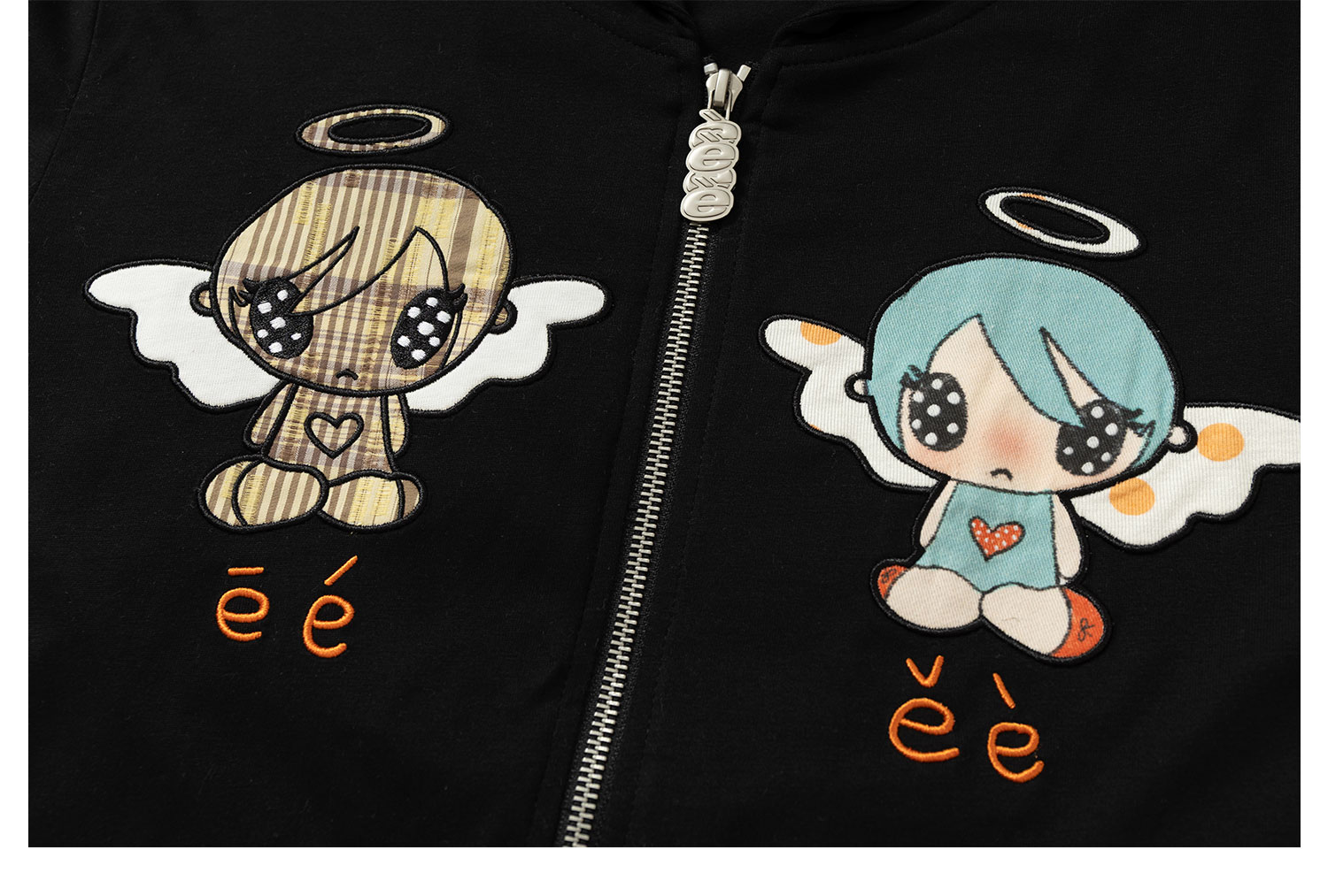 eeeeArtmonster Angel Dialogue Embroidered Hooded Cardigan