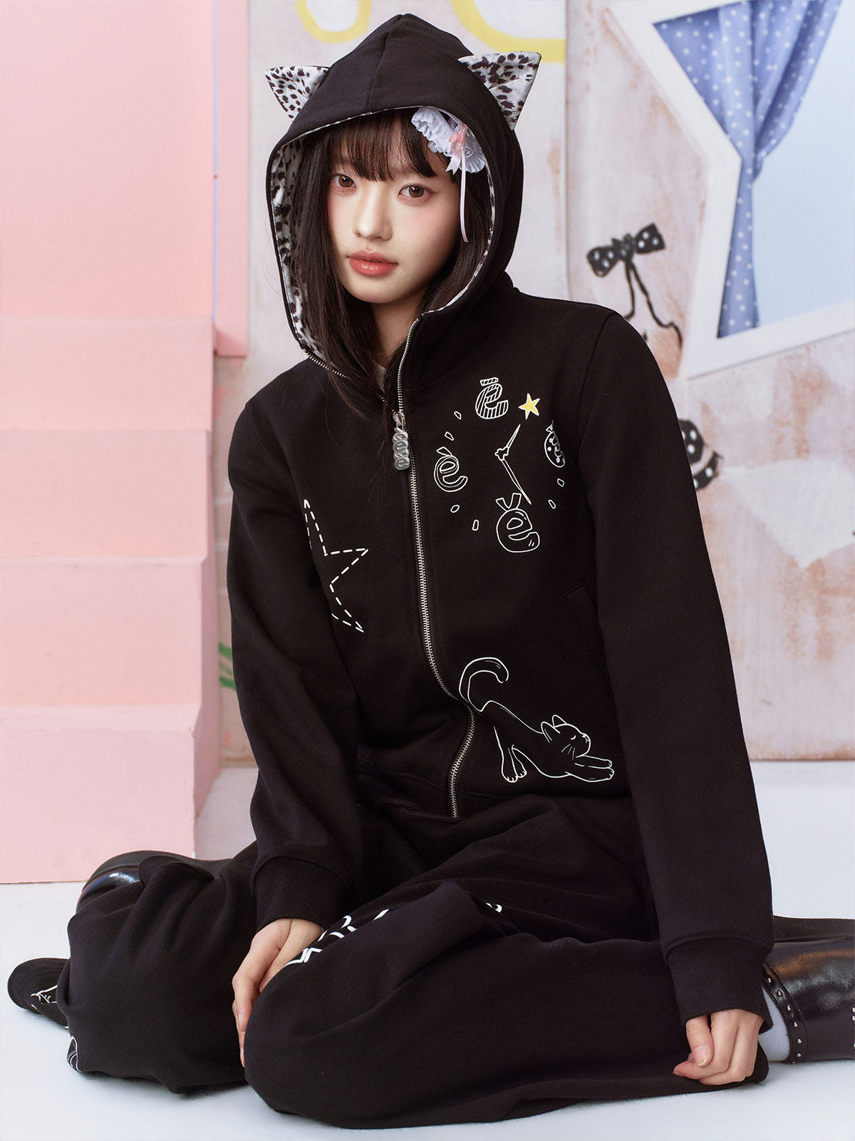 eeeeArtmonster Leopard Cat Ear Hoodie