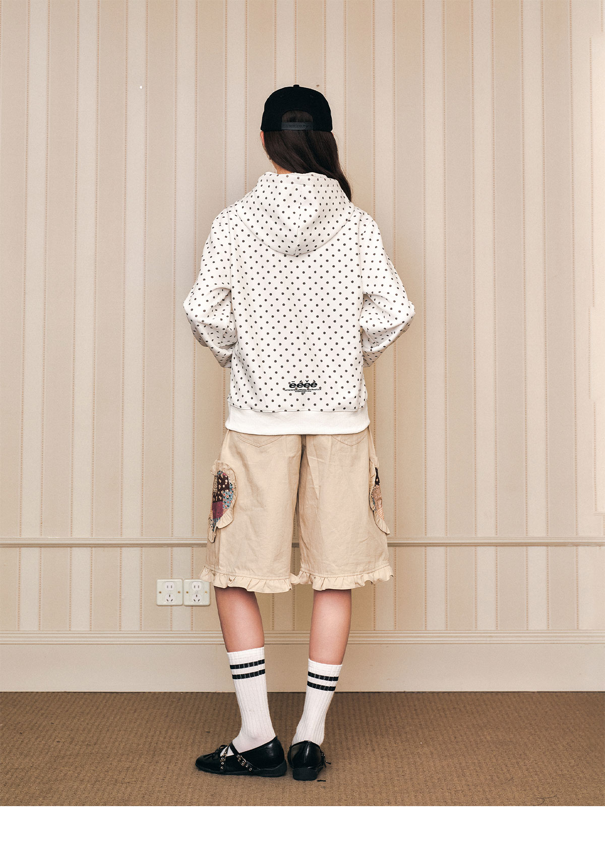 eeeeArtmonster Polka Dot Hooded Sweatshirt Jacket