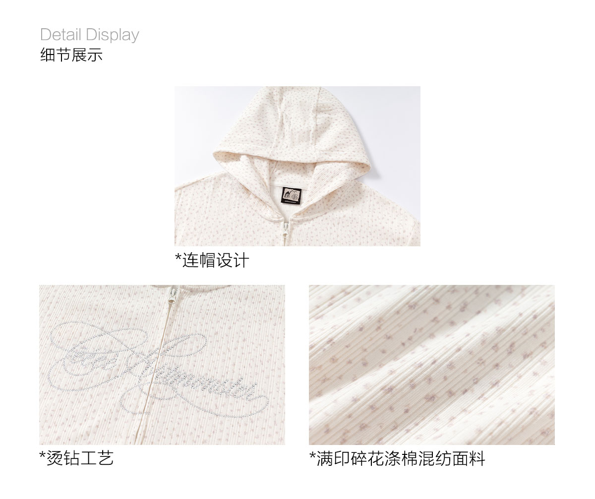 eeeeArtmonster Floral Print Slim-Fit Zip Hoodie