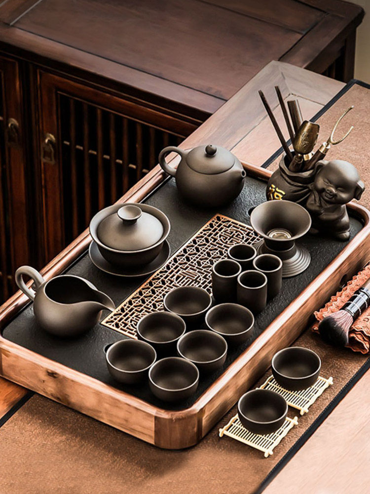 Gongfu tea furniture small cover upscale tea set for home living room Purple Sand Office Teapot Tea Table Tea Table Cup Suit Accessories-Taobao