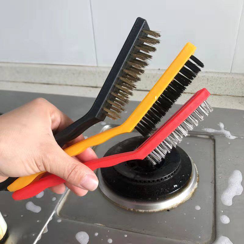 3 packs gas stove cleaning brush cooktop range hood cleaning brush home kitchen multi-functional cleaning tool copper wire