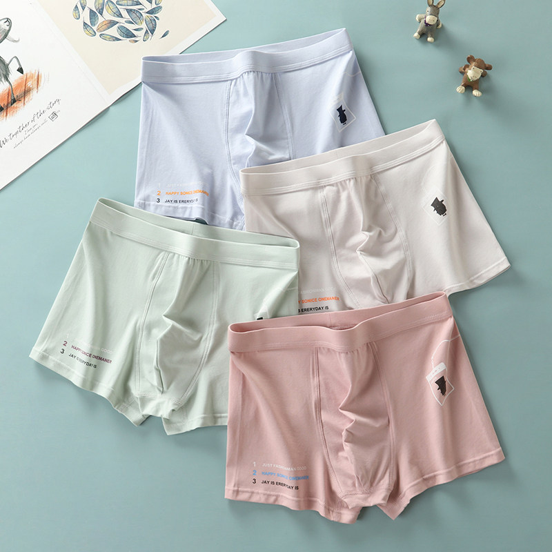 Teen Briefs Men's Hair Education Middle School Students Boys Kid Four Corner Pants Pure Cotton All-cotton Big Boy Four-corner Pants Antibacterial