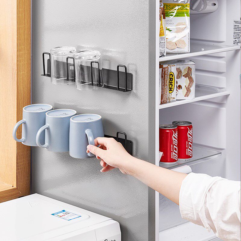 Kitchen cup holder free punch wall hanging cup holder refrigerator upside down drain cup holder household mark cup storage shelf