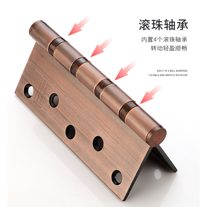 Stainless Steel Hinge Widening Door Leaf Black Wooden Door Foldout Large Full Hinge 4 Inch 5