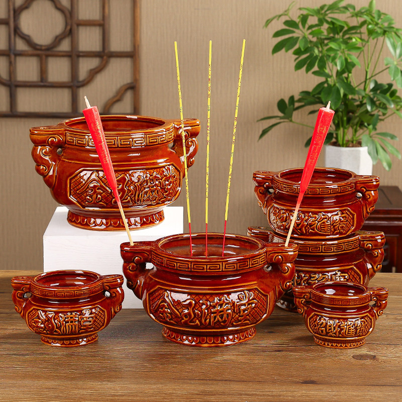 Ceramic small incense stove Home Indoor Incense Stick company storefront Merchants Entrance Treasure Burning Incense Stove Ancestral Hall Big Aroma Furnace-Taobao