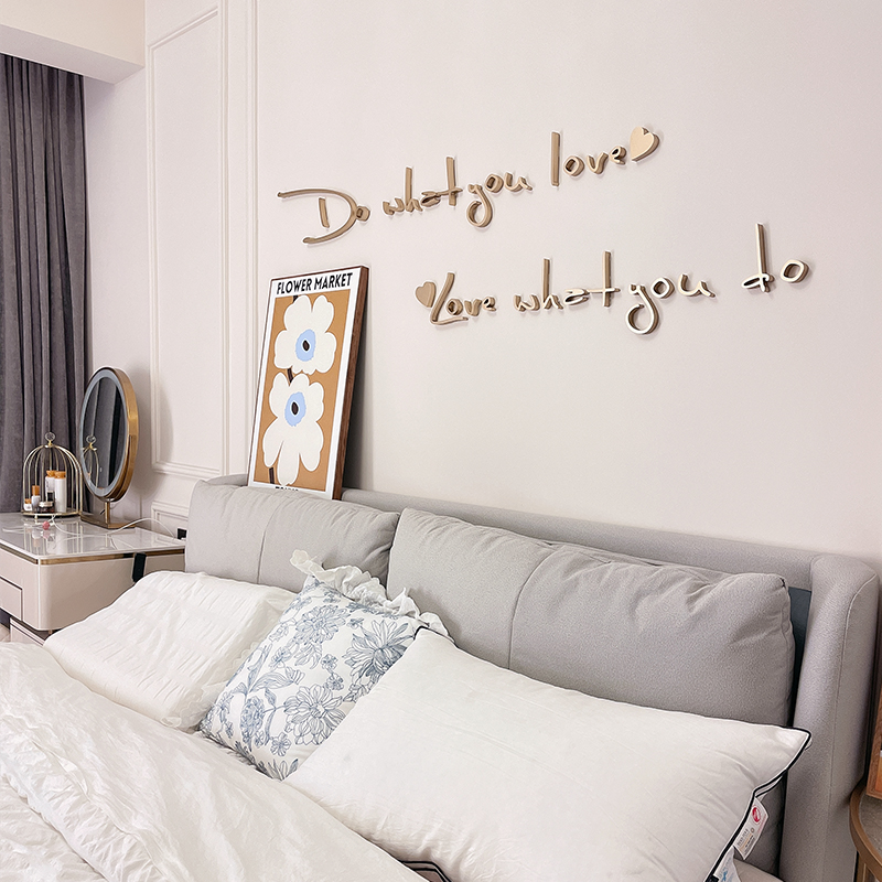 Bedroom headboard Background wall Decorative Letter Light Extravagant to TV Hyun Guan Wall Wall Decoration Self-glued Net Red Creative