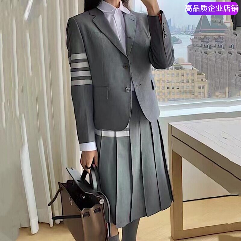 Thhb Tb Autumn Four-Bar Suit Slim Fit All-Wool Suit Short Skirt Pleated Skirt Set Commuting Women's Jacket Thhb Tb Autumn Four-Bar Suit Slim Fit All-Wool Suit Short Skirt Pleated Skirt Set Commuting Women's Jacket