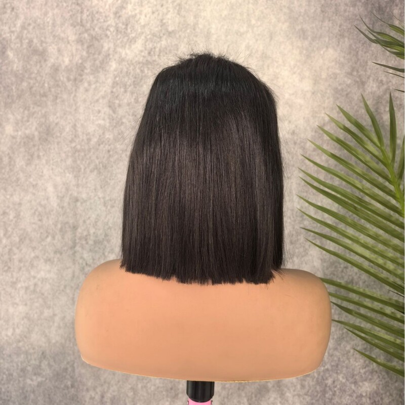 Foreign Trade Style Real Human Hair Wig Full Head Cover Hd Full Frontal 5X5 1B Natural 12inch