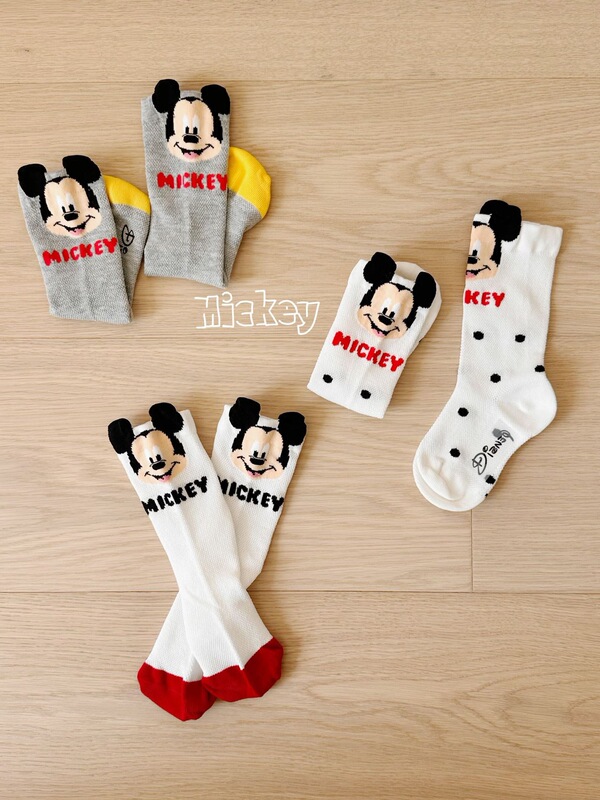Cartoon Mickey Mid-Calf Socks Japanese Style Boys and Girls Cute Simple Pure Cotton Socks Baby Thin Mesh Sports Socks