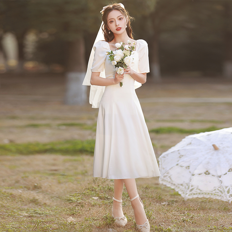  XS+White, long, A-line, mid-length  