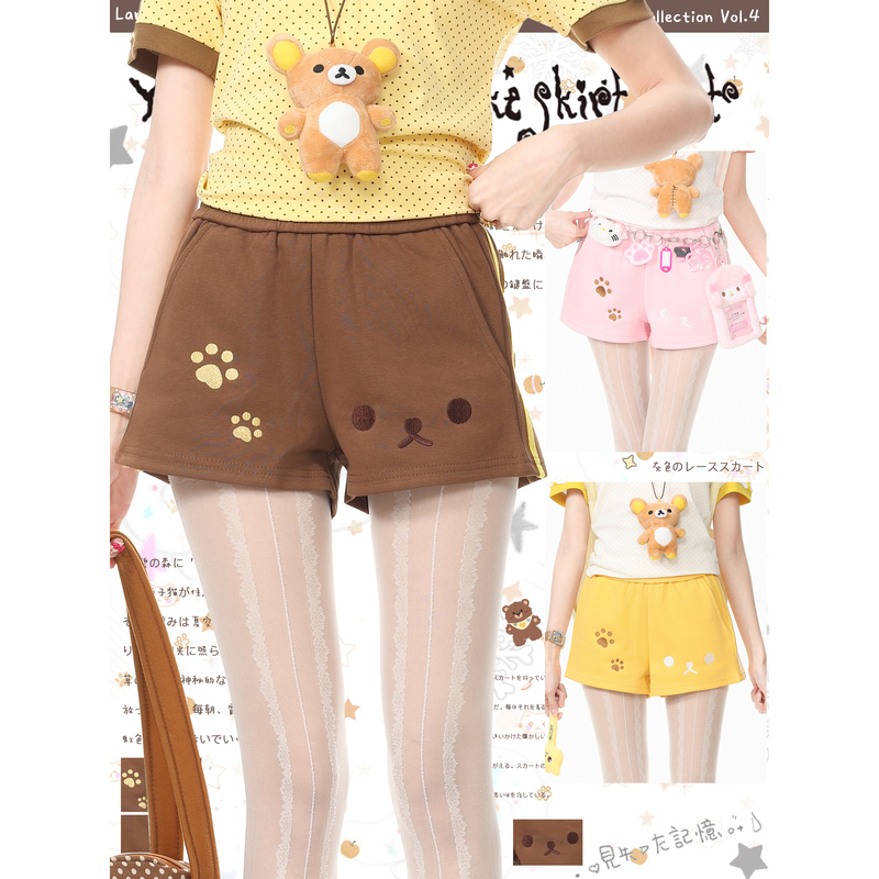 Blue Ghost Park Languid Park Cute Embroidered Hot Pants Casual Pants Women's Summer Slim High-Waisted Shorts Pants