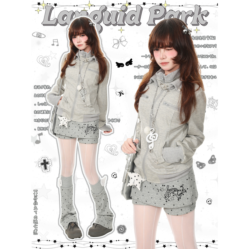 Languid Park Heavy Industry Hooded Slim Jacket Women's Autumn Short Hot Girl Jacket Top