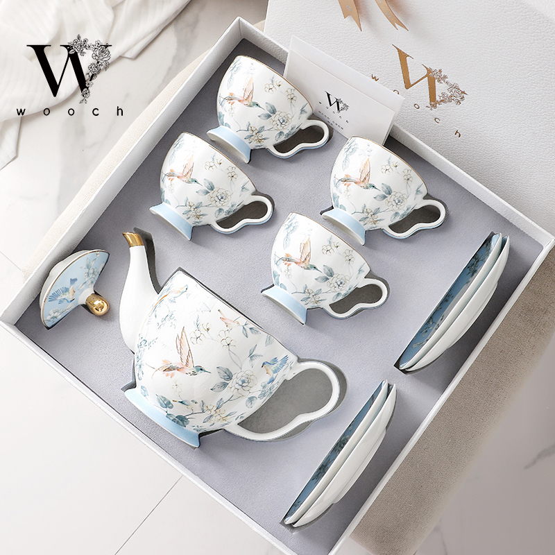 Wooch Nordic Holiday 1 Pot 4 Cups and Saucers Set High-End Exquisite Coffee Cups Housewarming Wedding Souvenir Birthday Gift