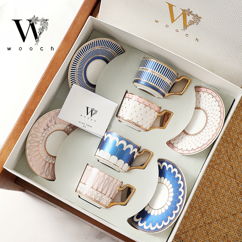 Wooch Victoria Four-Cup Gift Box Set, Light Luxury Coffee Cup, Wedding, Newlywed, Birthday Gift, Dragon Boat Festival Gift