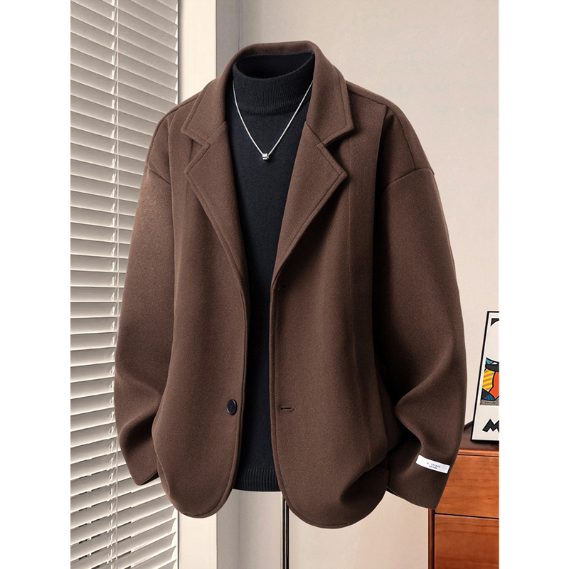 Kzba High-End Suit Collar Woolen Jacket Men's Autumn and Winter Thickened Warm Coat Korean Style Casual Suit Kzba High-End Suit Collar Woolen Jacket Men's Autumn and Winter Thickened Warm Coat Korean Style Casual Suit