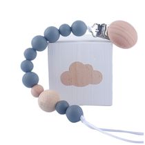 Newborn Feeling Pacifier Baby Wooden Beaded Pacifier Clip Si