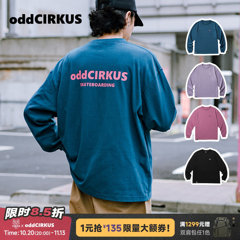 Oddcirkus Round Neck Top Japanese Retro Street Style Loose Round Neck Long Sleeve T-Shirt Unisex New American Style Oddcirkus Round Neck Top Japanese Retro Street Style Loose Round Neck Long Sleeve T-Shirt Unisex New American Style
