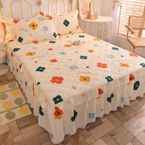 Fashion High-end New Clip Cotton Bed Dress Thickened All Cotton Pure Cotton Bed Cover Single Bed Apron Hood Lace bedside bunk cover Winter