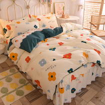 Bed Skirt Four Pieces 100 Whole Cotton Pure Cotton 1 8m2x2 2 m Bed Bedding Cover Bed Cover Autumn Winter Fixed Bed Cover