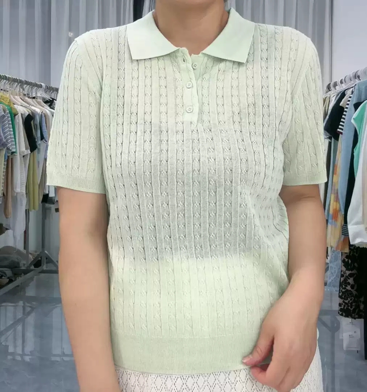 0707 Jacquard Ribbed Collar Plain Short-Sleeve Polo 0707 Jacquard Ribbed Collar Plain Short-Sleeve Polo