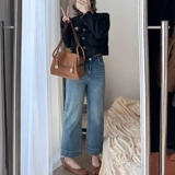 Штаны, джинсы, свободный прямой крой, подходит для подростков, большой размер, для формы тела «груша», по фигуре, высокая талия