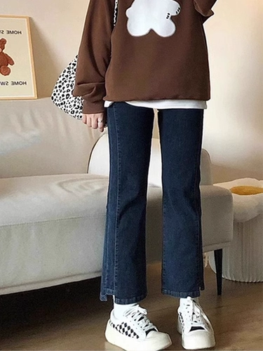 Джинсы, демисезонные штаны, большой размер, коллекция 2023, подходит для подростков, по фигуре, свободный прямой крой