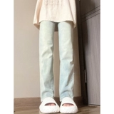 Штаны, светлые джинсы, по фигуре, подходит для подростков, свободный прямой крой