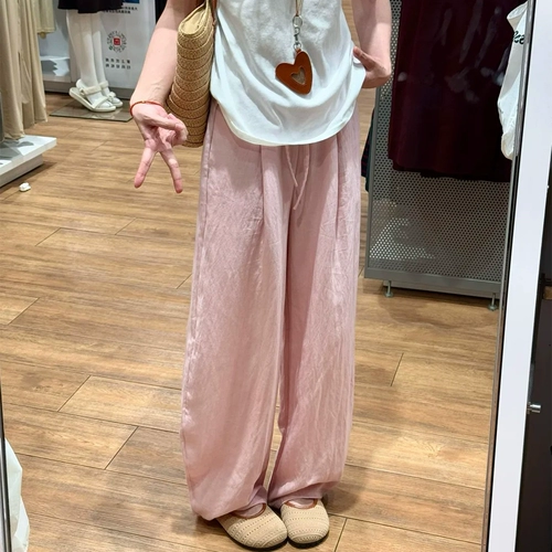 Розовые тонкие штаны, размер, подходит для полных девушек, свободный крой