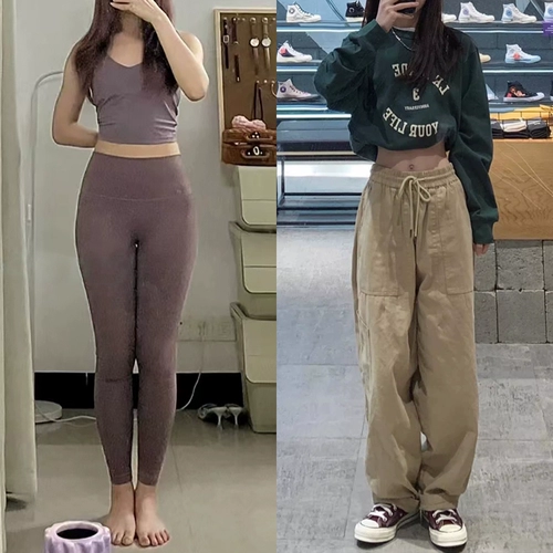 Хаки штаны для отдыха, для формы тела «груша», высокая талия, свободный прямой крой, большой размер