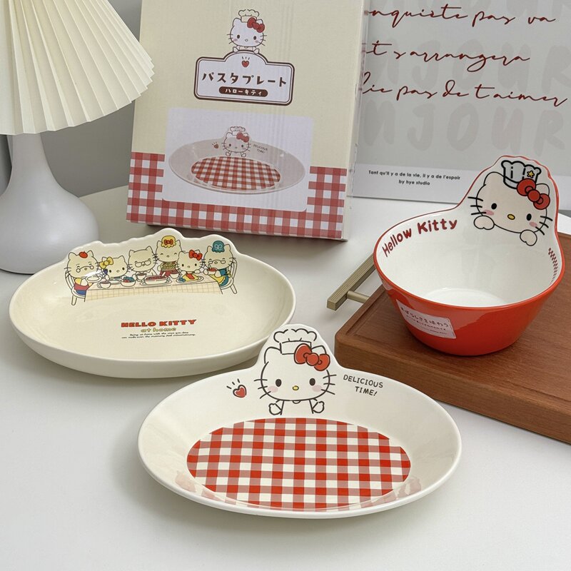 Hellokitty Tableware Eating Bowl and Plate Set Household Plates High-Value Housewarming Birthday Gift Girl Gift Box Hellokitty Tableware Eating Bowl and Plate Set Household Plates High-Value Housewarming Birthday Gift Girl Gift Box