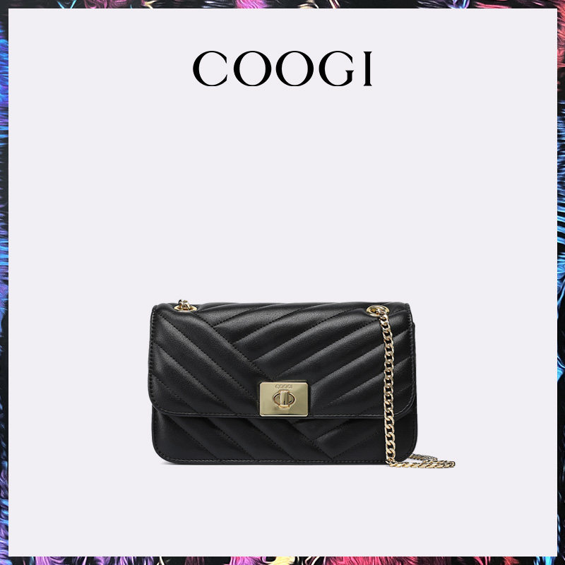 Сумка COOGI 2025, женская кожаная сумка на цепочке, модная сумка-мессенджер на одно плечо, женская маленькая квадратная сумка, подарочная коробка Изображение 1