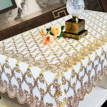 PVC tablecloth waterproof anti-stamping and anti-oil and washing tablemat rectangular plastic living room tea tables