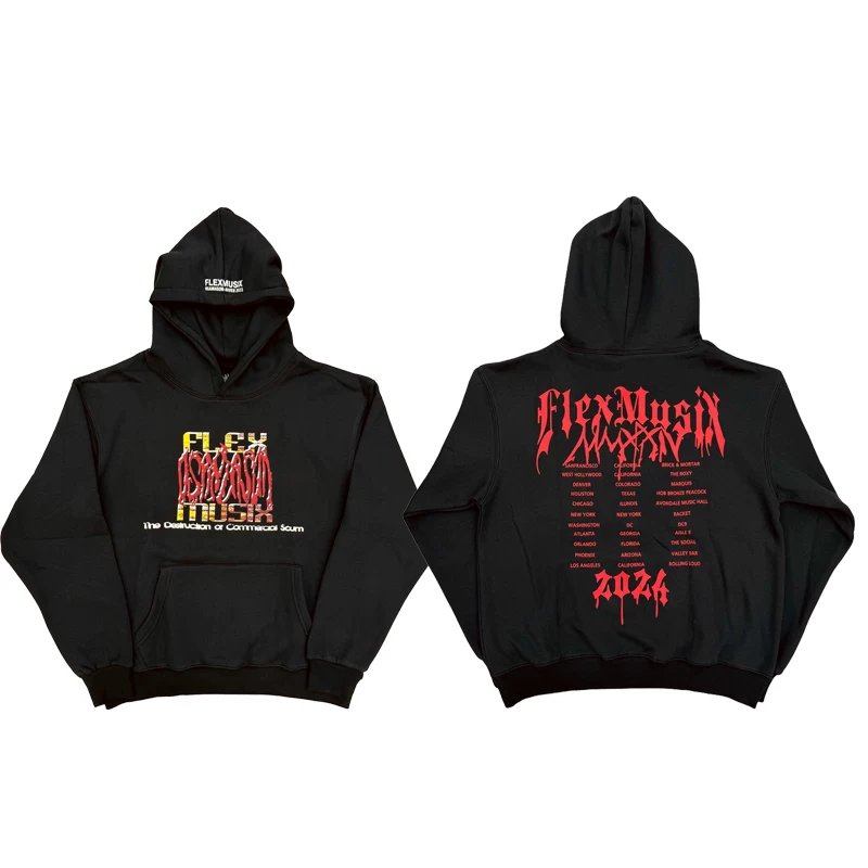 Худи с капюшоном OsamaSon FlexMusix Total Fxcking Flex, вышитая передняя часть