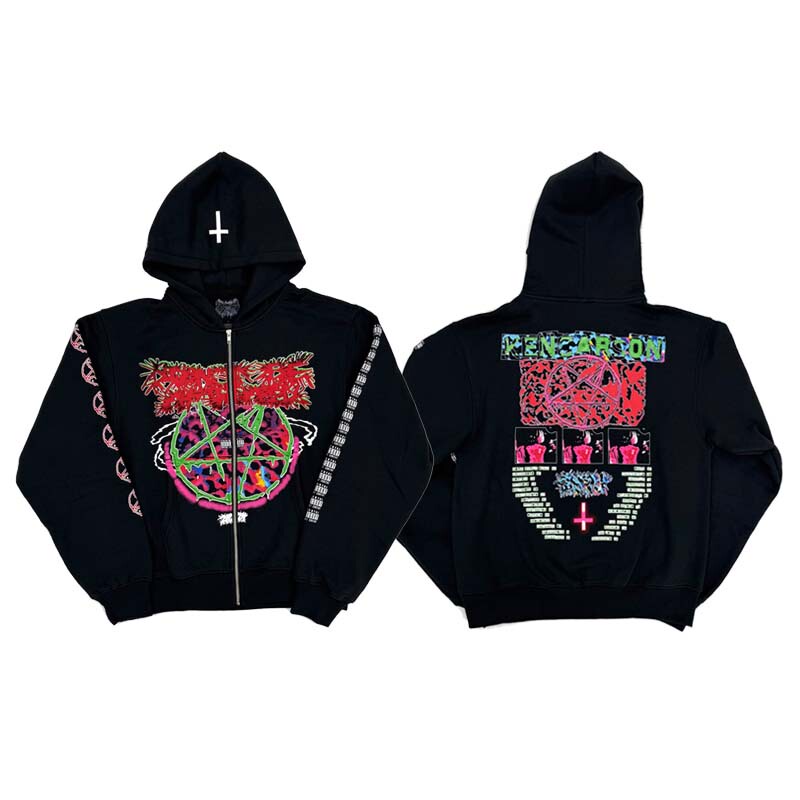 Kk11 Kencarson a Great Chaos Tour Hoodie Zipper Cardigan Jacket Opium Kk11 Kencarson a Great Chaos Tour Hoodie Zipper Cardigan Jacket Opium