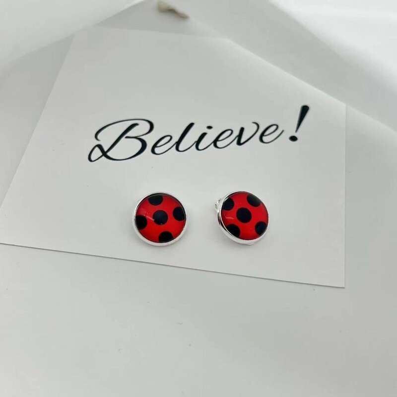 Ladybug Reddy Ladybug Earrings a Ear Clip Ear Stud Black Cat Norrol Ring Transformer Bao La Bao Qi