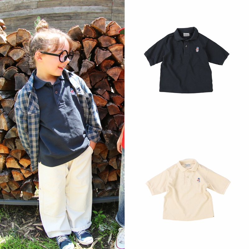 Japanese Dd Children's Clothing Denim Dungaree 26 Spring/Summer Penguin Pique Short-Sleeved Polo Shirt