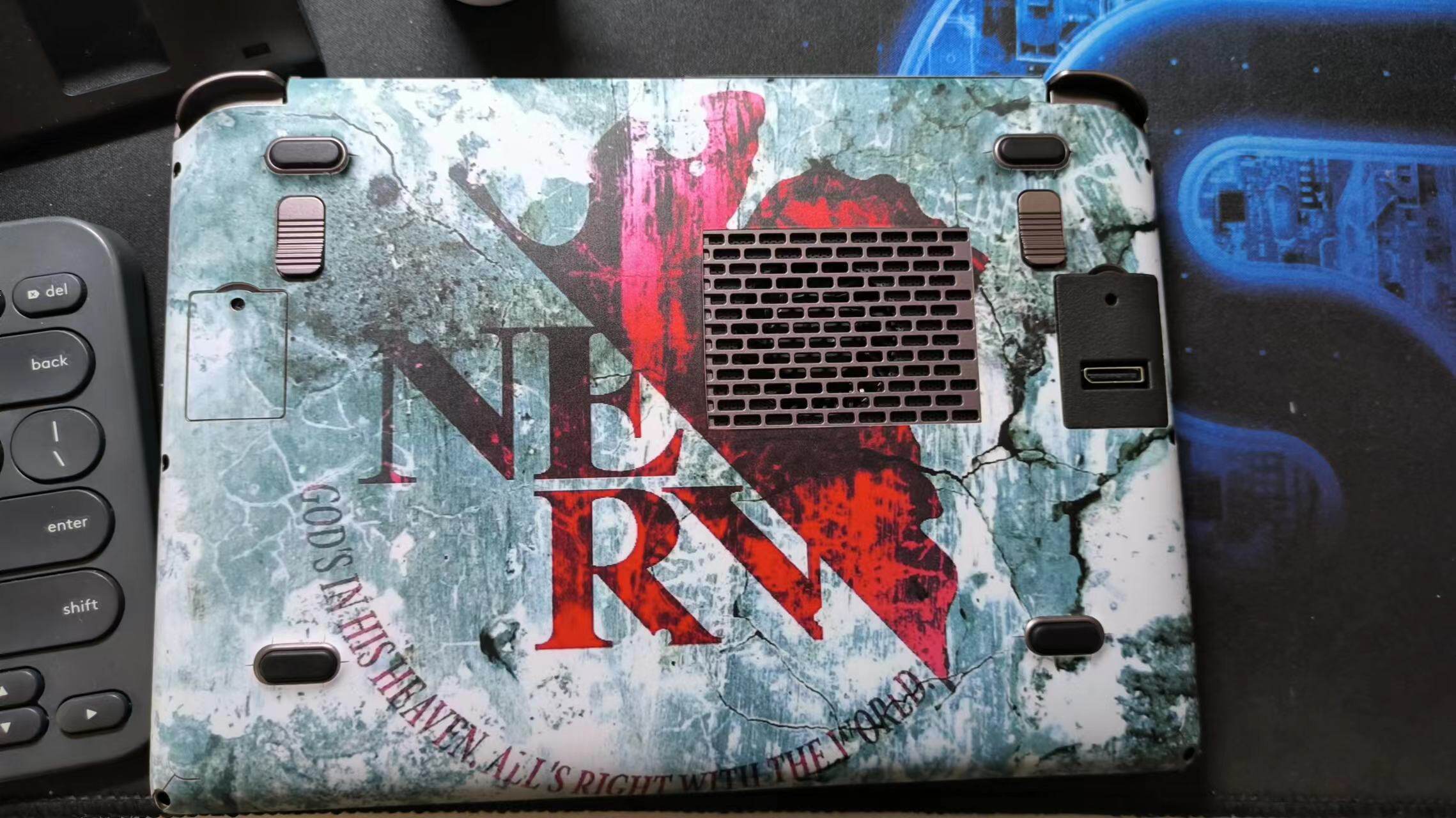 Makeshift OCuLink port on the backside of a notebook